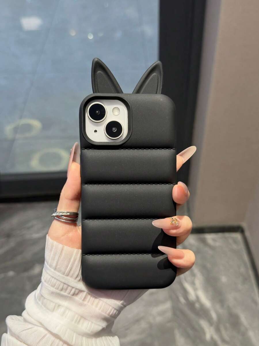 Cute Padded Cat Ear Phone Case Compatible With IPhone 17/17 Pro Max/17/17 Pro/16/16 Pro/16 Pro Max/15/15 Pro/16 Pro Max