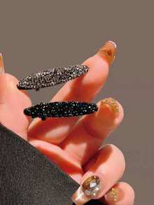 优雅闪亮水钻迷你发夹，时尚侧刘海夹，甜美百搭发卡 - 彩色 - 查看 1