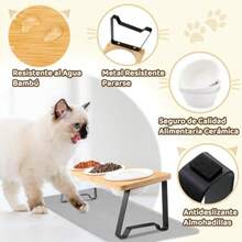SlowTon Cuenco de Cerámicas Antideslizante para Gatos Perros 3PCS Mascota Plato Inclinada de 15°Protege Columna Vertebral del Mascotas Con Soporte Estable y Comederos de 840ml 3 Piezas+Alfombrilla - 3 Piezas  Alfombrilla - Ver 5