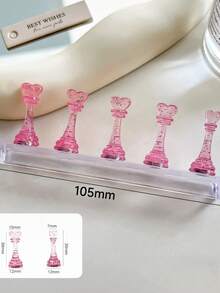 1pc Pink Glitter Nail Display Stand, Acrylic Nail Art Practice Holder, Suitable For Painting Nails, Magnetic Practice Stand, DIY Manicure Supplies - Multicolor - View 6