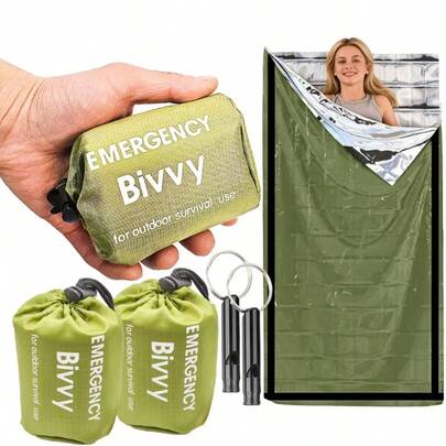 2pcs/Set (Emergency Sleeping Bag + Storage Bag) Lightweight Portable Emergency Supplies. Emergency Sleeping Bag, Portable Emergency Blanket, Insulation Bag. Suitable For Outdoor Camping, Hiking, Earthquakes, Hurricanes And Other Disasters To Keep Warm. Suitable For Men And Women, All Seasons.