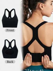 3pcs/Set Women Casual Sports Racerback Bras, Lightweight & Breathable For Running, Back Beauty, Support And Wireless, Fitness Yoga Workout Tank Tops For Outdoor Running, Wireless Sports Vest Tops, Bra Plus Size Women, Plus Size Lingerie - 彩色 - 查看 5