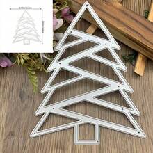 Molde metálico con forma de árbol, plantilla troquelada, molde de corte con marco de árbol, para manualidades de scrapbooking, álbumes de fotos hechos a mano, elaboración de tarjetas de álbumes de fotos, molde de papel en relieve para scrapbooking - blanco plateado - Ver 3