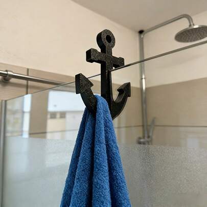 锚形浴室挂钩，免钻孔玻璃门挂钩，浴室毛巾架，厨房创意装饰挂钩