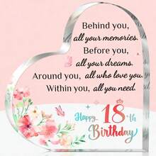 1pc Acrylic "Happy 60th Birthday" Plaque, Inspirational 60th Birthday Gift, Heart-Shaped Acrylic Desktop Decor For Daughter Or Son, Perfect For 60th Birthday Anniversary Party Decoration - Multicolor - View 13