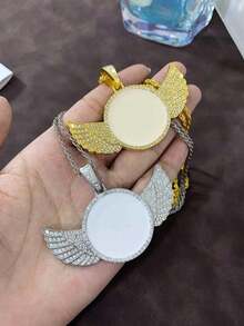 1 pieza Collar con colgante de alas de ángel de metal minimalista, adecuado para uso diario de hombres, conmemoración fotográfica AGHL - Collar colgante - Ver 4