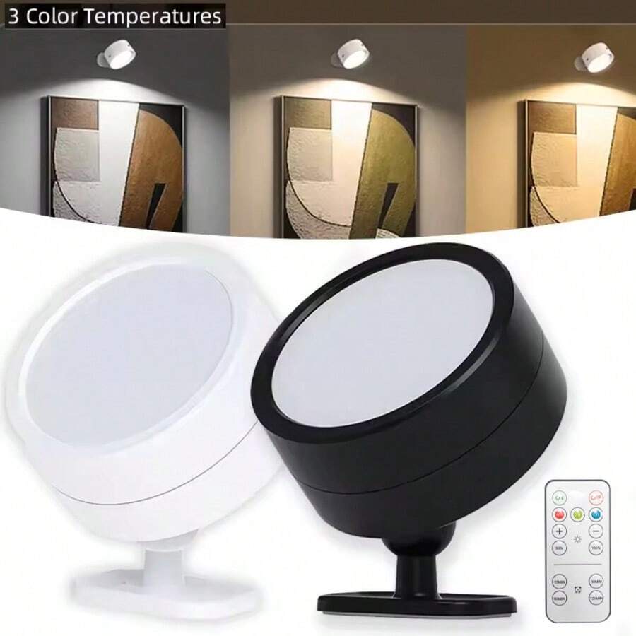 1/2pcs Rechargeable Dimmable Magnetic Wall Lamp With Remote Control, 360° Rotatable Wall Sconce Suitable For Bedroom - Multicolor - View 1