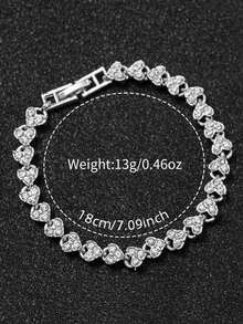 2pcs Elegant Luxury Women's Quartz Watch Set, Ladies' Elegant Shining Rhinestone Heart Jewelry Set (Including Silver Watch With Rhinestones, White Dial With Roman Numeral Quartz Watch, And Heart Rhinestone Bracelet). - Silver - View 9