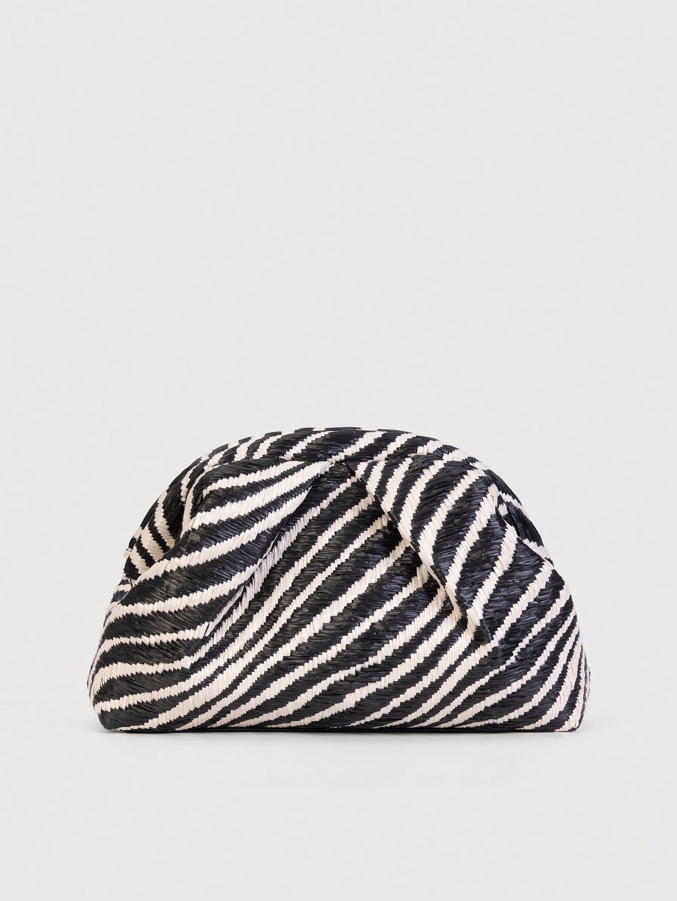 Retro Straw Zebra Pattern Clutch Bag, Minimalist Style Evening Handbag,