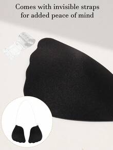 1pc Invisible Adhesive Neckline Bra, Self-Adhesive Bra With Neck Straps And Extension Hooks, Reusable, Suitable For Strapless Evening Gowns - Multicolor - View 3