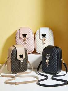 Bolso bandolera con estampado clásico, versátil y refinado, bolso minimalista para teléfono de chica, bolso de almacenamiento casual y elegante - Multicolor - Ver 1