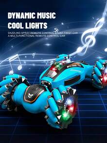 1pc Children's Remote Control Car Toy, 2.4G Medium Size Side Drift Stunt Car With Lights, Spray, One-Key Transformation, Motion Sensor Remote Control Car, Birthday/Holiday Gift For Boys And Girls - Green - View 8