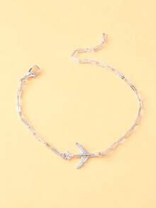 STONEFANS 1pc Minimalist Niche Design Paper Airplane Bracelet For Men, Summer Casual Style - Silver - View 2