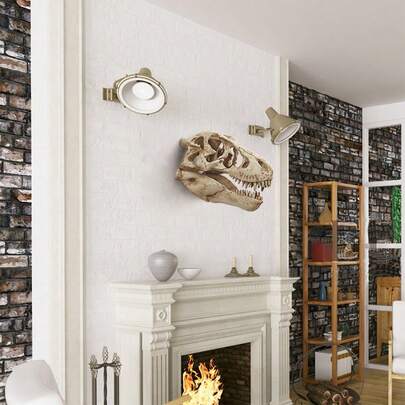Trang trí tường hình đầu lâu khủng long 3D bằng nhựa, kiểu dáng hóa thạch cổ điển, sáng tạo cho phòng khách, phòng ăn, quán bar, trang trí lễ Phục sinh, quà tặng lễ Phục sinh, Halloween, quà tặng Giáng sinh.