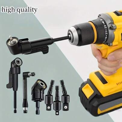 1 đầu mũi khoan góc vuông chất lượng cao, 1 bộ chuyển đổi đầu tuýp xoay 360° chịu lực, bộ chuyển đổi mũi khoan góc, mũi khoan góc 90°, cấu trúc thép bền chắc, đáp ứng nhiều nhu cầu khoan khác nhau, phụ kiện mũi khoan, mũi khoan đa chức năng.