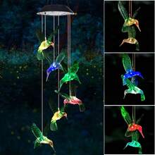 Solar Hummingbird Wind Chimes, Outdoor Memorial Gifts For Mom Grandma, Birthday Patio Decor For Women, Garden Yard Art Ornaments - Chim ruồi xanh (1 con) - Xem 1
