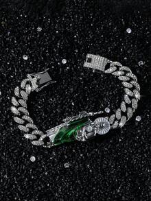 1 Set Men's Full Diamond Cuban Link Religious St. Jude Pendant Necklace And Bracelet Set - Style a - View 7