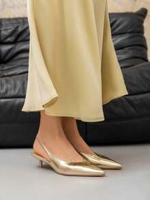Escarpins Slingbacks et Mules à Petit Talon – Le Chic Minimaliste Réinventé - 金色 - 查看 2