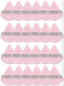 24pcs/15pcs/8pcs/3pcs Flocked Triangle Makeup Sponges, Soft & Fluffy Texture, Suitable For Face & Body Powder Puff, Mixed Set Makeup Beauty Tools - Pink - View 13