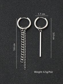 1对不锈钢流苏不对称耳环，时尚独特设计，男士款 - 不對稱耳環 - 查看 8