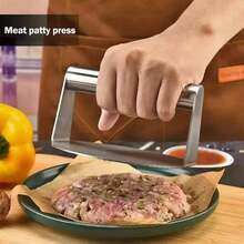 Prensa de Acero Inoxidable para Hamburguesas, Molde Circular para Carne, Accesorios de Cocina para Carnes Frías BN4T - 1 pieza - Ver 7