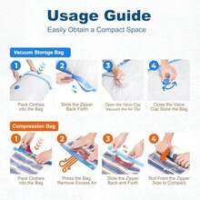 9 Piezas Bolsas de Almacenamiento al VacíoBolsas de Vacio con Bomba Eléctrica Vacuum Storage Bags Reutilizables Bolsas de Compresión de Ahorro de Espacio para Ropa Almohadas y Edredones 9 Azul - 9 Azul - Ver 6