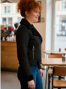 Chamarra Cruzada Gabardina - Negro - Ver 2