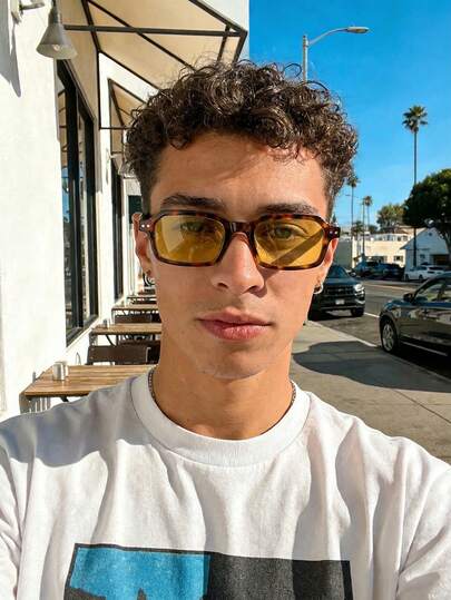 Retro Rectangular Small Frame Fashion Fashion Glasses, Plastic Classic Style For Outdoor Travel Beach Vacation Casual Wear, Summer UV Protection Shades Unisex