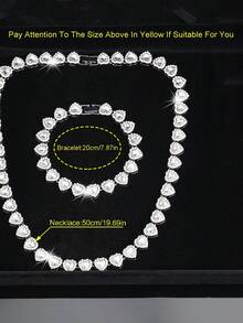 CVNANA Set de collar y pulsera de eslabones cubanos con forma de corazón, unisex, estilo hip hop, conjunto de joyas de lujo, gran regalo para el Día de San Valentín, cumpleaños, Navidad - amar - Ver 7