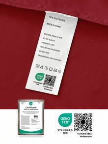 1件纯色床笠，柔软透气，弹性角设计，深口袋设计，适用于厚度达9.84英寸/25厘米的床垫，适合各种床型，居家及宿舍必备，通过Oeko-Tex认证，酒红色 - 酒紅色 - 查看 11