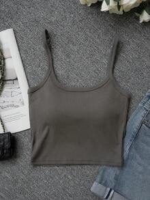 Open Back Yoga Camisole For Women, With Chest Pads, Integrated Bra, Deconstructed American Style Layering Top Casual - Brown - View 7