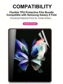 3片装自修复水凝胶屏幕保护膜，兼容三星Galaxy Z Fold 2 5G，高清保护，防刮擦，完美贴合，无气泡或边缘翘起 - 無色 - 查看 2