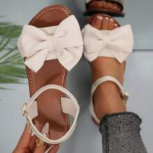 Sandal quai ngang màu nâu cổ điển mùa hè, sandal đế mềm hở mũi có nơ dành cho học sinh, kiểu dáng casual để đi bộ. - Hồng - Xem 13