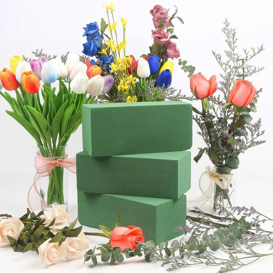 3 Packs/6-Pack Floral Foam Blocks, Florist Green Foam For Flower Arrangements, Wet & Dry Styrofoam For Fresh And Artificial Flowers, Premium Plant Sponge Foam For Planters (5.5"L X 3.1"W X 1.6"H)(14x8x4cm) - A - View 1
