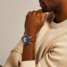 Fossil Retro Town Automatic Mechanical Men's Watch, High-Quality Leather Strap Men's Watch, The Best Choice For Business Gifts, Smoke Gray Dial ME3154 - Blue - View 2