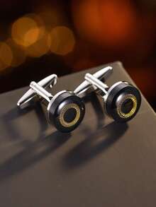 1 par de gemelos de cobre redondos elegantes, accesorios de vestir formal para hombres - Plateado - Ver 6