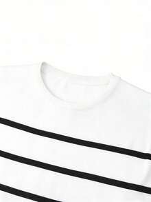 男士短袖针织撞色条纹套头毛衣 - 白色 - 查看 4