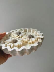 2件套硅胶模具 - 波浪边储物碗石膏模具 + 雏菊蜡烛模具，DIY创意折纸圆形蜡烛杯模具，家居装饰/礼品摆件环氧树脂模具，手工铸造模具，艺术装饰石膏模具 - 2PCS/Set 矽膠模具 - 查看 3