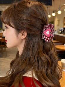 1个女士爱心豹纹发爪夹，大号爱心发夹，个性设计，适合日常使用 - 彩色 - 查看 6