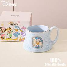 Disney 迪士尼官方米奇米妮标志设计可爱卡通陶瓷杯，家用早餐情侣个性化咖啡杯，刺绣奢华标志杯 - 彩色 - 查看 13