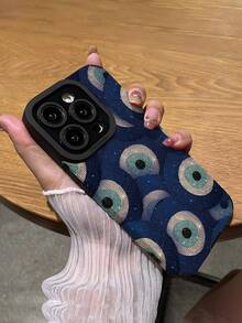 邪眼图案简约个性化闪亮水晶恶魔之眼竖纹仿皮纹理经典防滑防摔软壳手机壳，适合作为礼物送给朋友和爱人，兼容苹果 17/17AIR/17PRO/17PROMAX - 彩色 - 查看 5