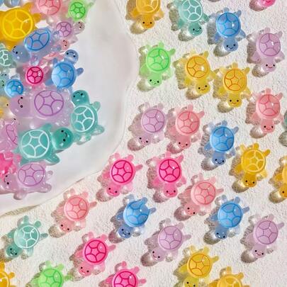 30件套迷你树脂海龟雕塑套装，适用于树脂动物雕塑、迷你节日装饰、仙境花园、水族箱装饰、情人节、婚礼等场合。