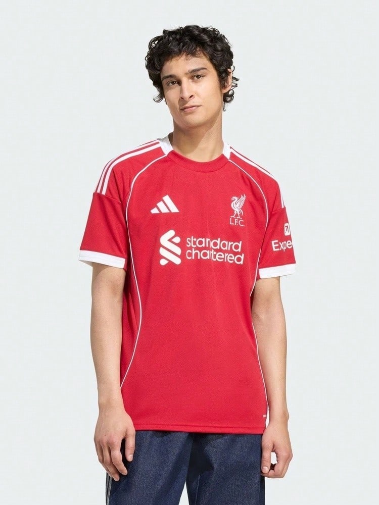 Adidas Áo thi đấu thể thao nam mùa giải 25/26, phiên bản dành cho người hâm mộ Liverpool FC, áo bóng đá tay ngắn nhanh khô JV6423 - Đỏ - Xem 1