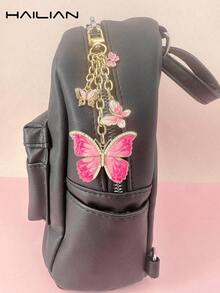 HAILIAN A Metal Chain Bag Pendant Made Of Alloy Material About Butterfly, Gradient Butterfly, Pearl Butterfly, Butterfly Inlaid With Diamonds, It Can Be Used As A Bag Pendant, Car Key Chain, Birthday Holiday Gift - 玫紅色 - 查看 6