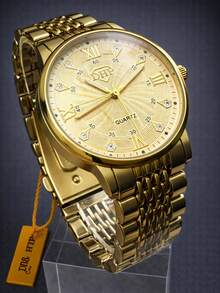 DHP Men's Dress Watch - Assorted Colors, Waterproof. - Golden 6 - View 2