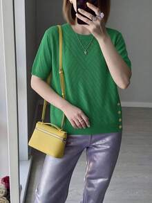 GIGOGOU Women's Basic Casual Short Sleeve T-Shirt, Fashion Spring/Summer - Green - View 5