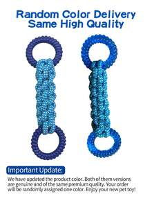 Large/Extra Large Dog Dual-Ring Knotted Rope Toy, Non-Slip Handle, Durable Chew Toy For Teeth Cleaning And Tug-Of-War Interactive Play - Multicolor - View 2