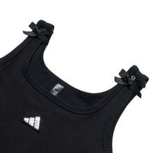 Adidas 女士背心 修身舒適簡約夏季休閒服 DCE TANK 日常運動針織蝴蝶結上衣 KS5318 - 黑色 - 查看 3