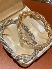 1pc Luxury Multi-Layer Wrapped Rhinestone Bracelet, Elegant Unique Design Versatile Daily Wear Gift - A - View 5