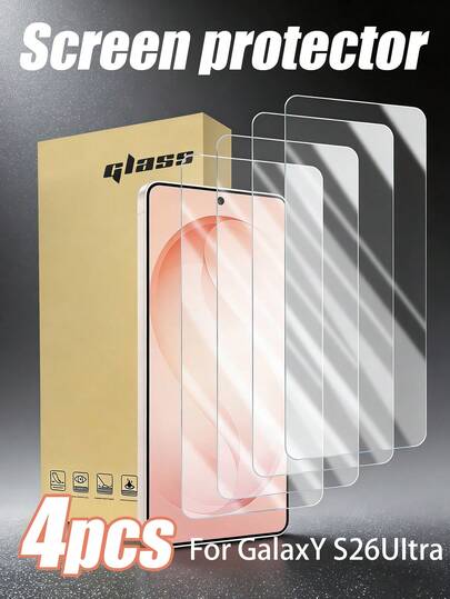 4 piezas Protector de pantalla ultra delgado de alta definición, superficie suave, 99% de transparencia, material de grado óptico para color y claridad precisos, recubrimiento especial de alta dureza para resistencia a los arañazos, compatible con Samsung S24FE/S23FE/S21FE/S20FE/S26 Ultra/S26 Plus/S26/S25 Edge